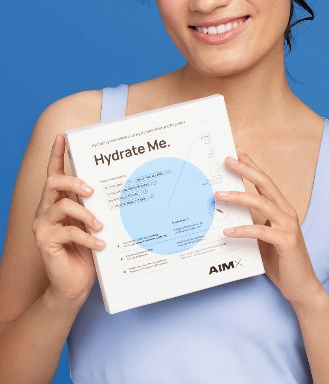 Moisturising sheet mask with peptides "Hydrate Me" AIMX